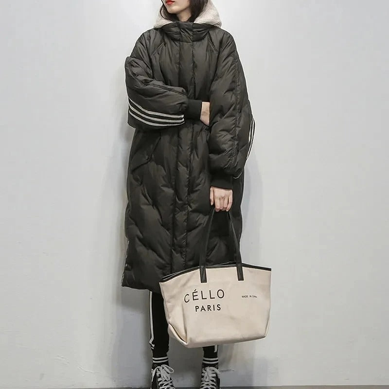 Women's Longline Puffer Jacket – Quilted Cold Weather Jacket