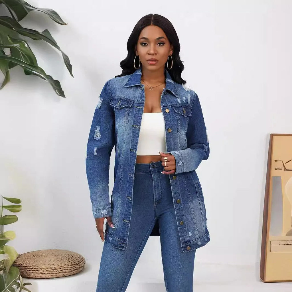 Women's Oversized Denim Jacket – Vintage Wash Jacket