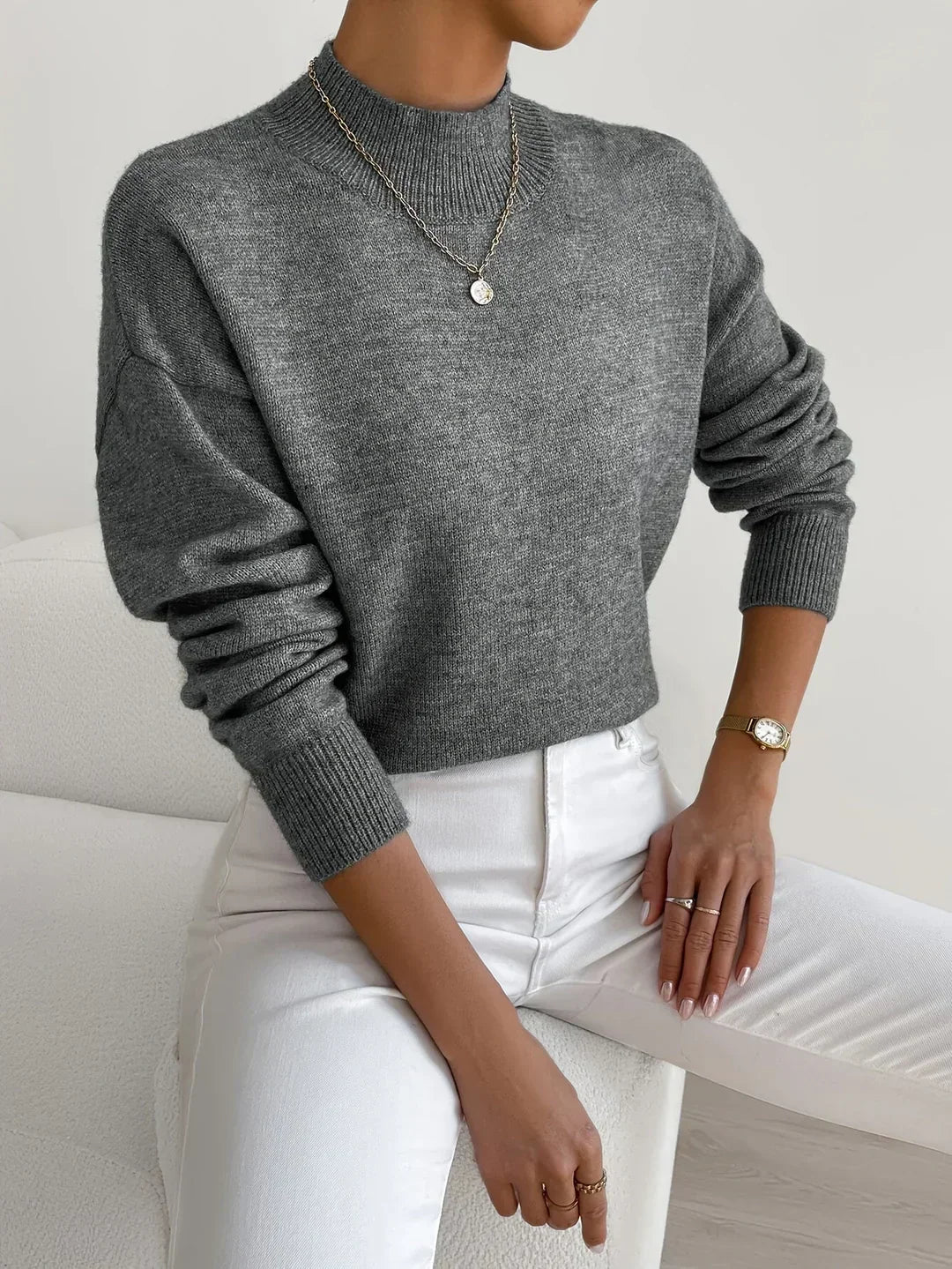 Women's Ribbed Pullover Sweater – Relaxed Long Sleeve Sweater