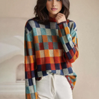 Women's Patterned Sweater – Relaxed Winter Knit Pullover