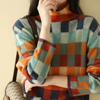 Women's Patterned Sweater – Relaxed Winter Knit Pullover