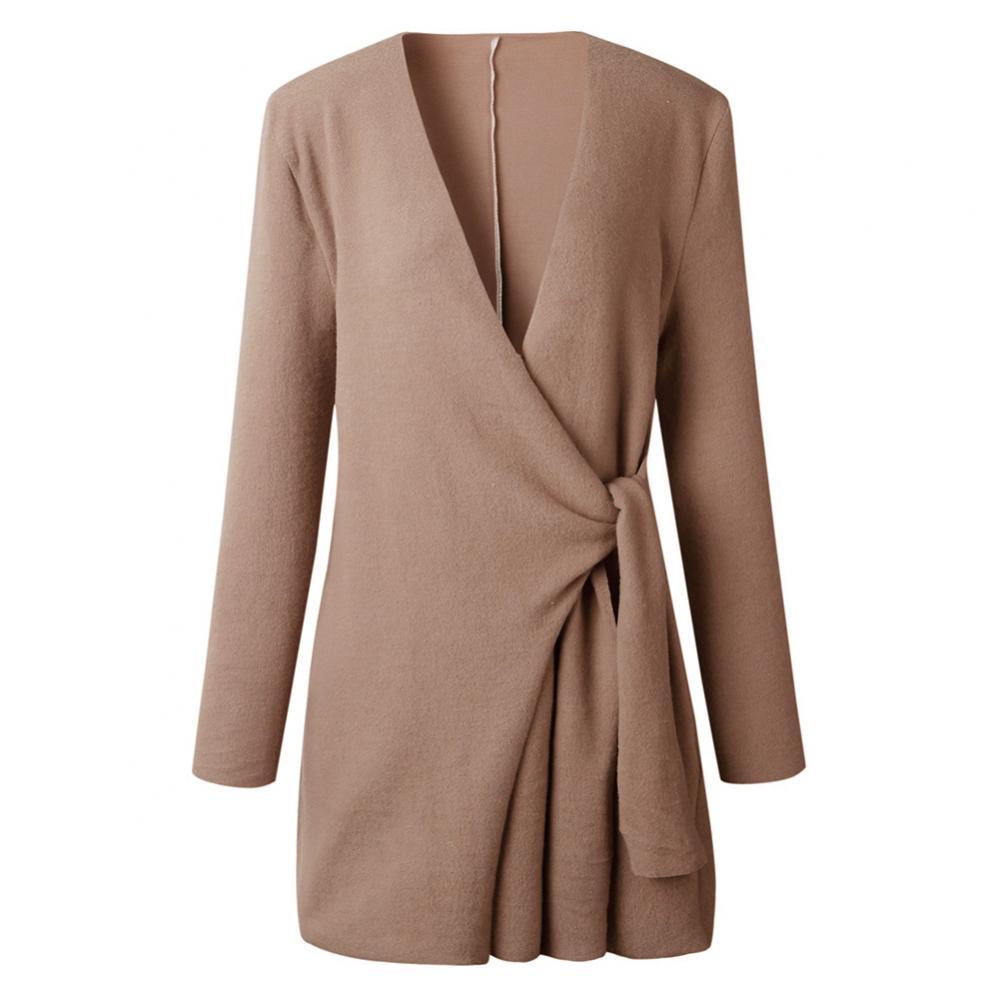 Women's Wrap Front Cardigan – V-Neck Tie Waist Long Sleeve Cardigan