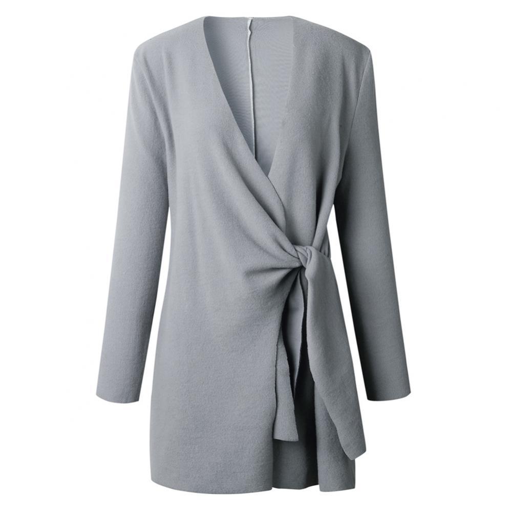 Women's Wrap Front Cardigan – V-Neck Tie Waist Long Sleeve Cardigan