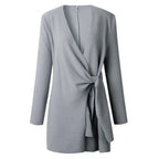 Women's Wrap Front Cardigan – V-Neck Tie Waist Long Sleeve Cardigan