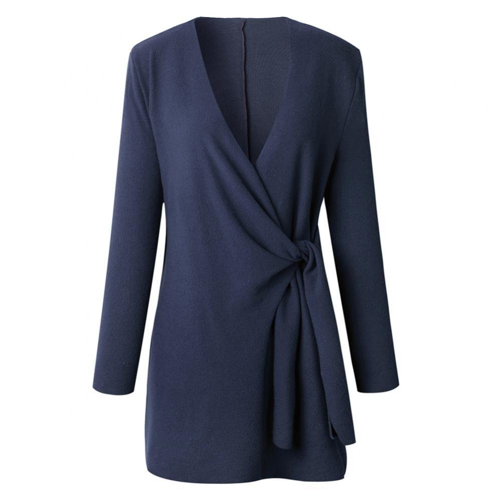 Women's Wrap Front Cardigan – V-Neck Tie Waist Long Sleeve Cardigan
