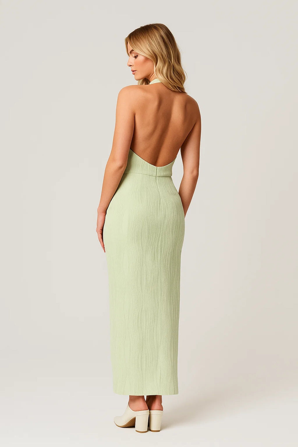 Women's Halter Midi Dress – Open Back Dress