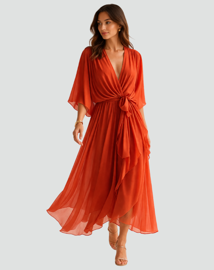 Women's Wrap Midi Dress – Waist Tie Dress