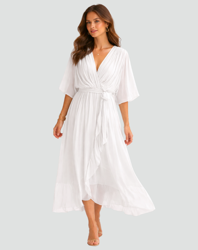 Women's Wrap Midi Dress – Waist Tie Dress