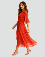 Women's Wrap Midi Dress – Waist Tie Dress