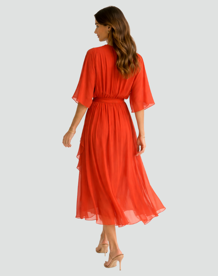 Women's Wrap Midi Dress – Waist Tie Dress