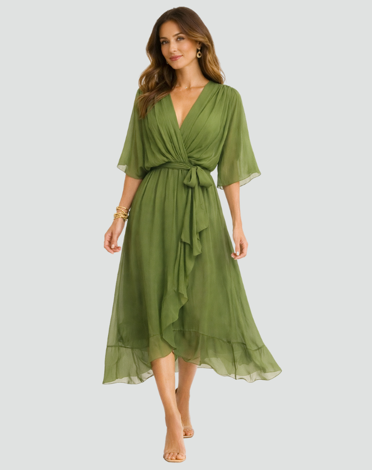 Women's Wrap Midi Dress – Waist Tie Dress