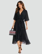 Women's Wrap Midi Dress – Waist Tie Dress