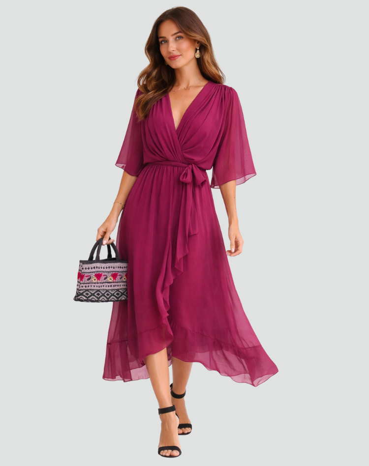 Women's Wrap Midi Dress – Waist Tie Dress