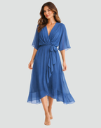 Women's Wrap Midi Dress – Waist Tie Dress