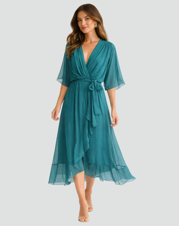 Women's Wrap Midi Dress – Waist Tie Dress