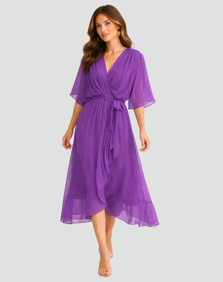 Women's Wrap Midi Dress – Waist Tie Dress