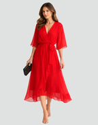 Women's Wrap Midi Dress – Waist Tie Dress