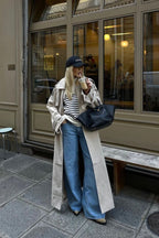 Women's Mid-Length Trench Coat – Tailored Button Front Coat