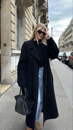 Women's Mid-Length Trench Coat – Tailored Button Front Coat