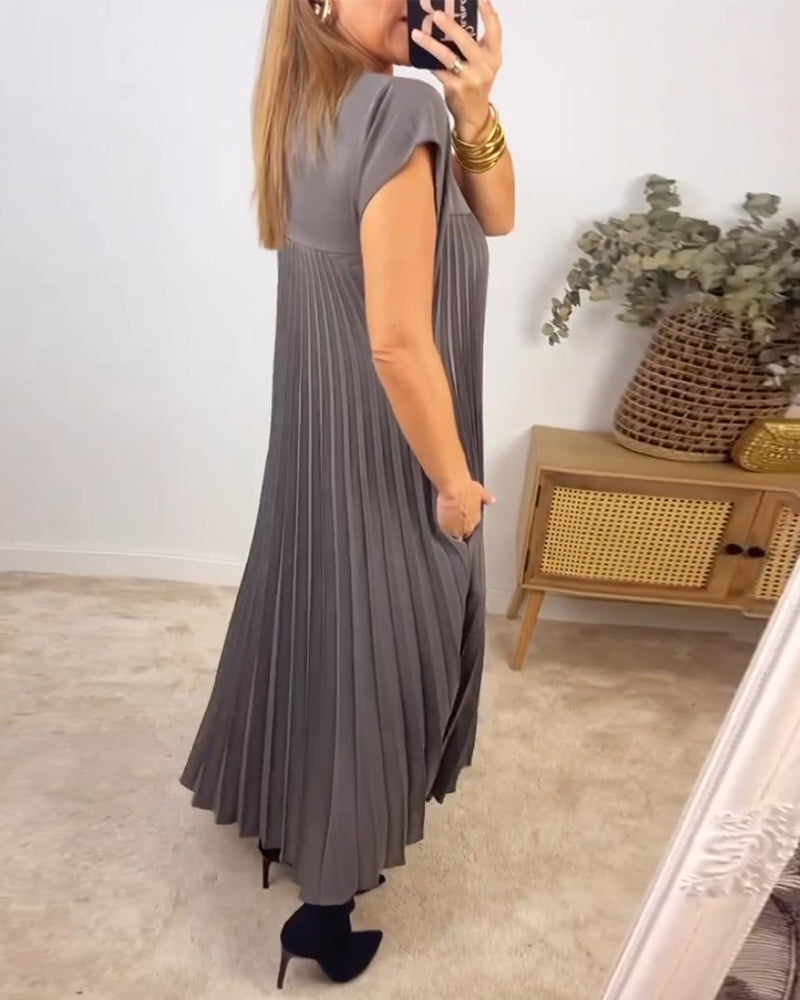 Women's Sleeveless Maxi Shift Dress – Round Neck Casual Pocket Dress