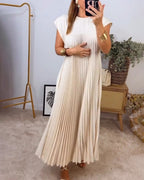 Women's Sleeveless Maxi Shift Dress – Round Neck Casual Pocket Dress