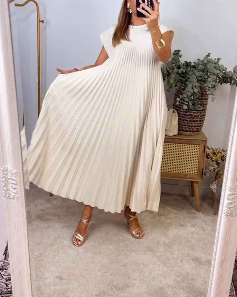 Women's Sleeveless Maxi Shift Dress – Round Neck Casual Pocket Dress