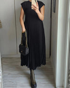 Women's Sleeveless Maxi Shift Dress – Round Neck Casual Pocket Dress