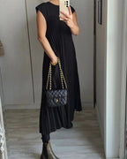 Women's Sleeveless Maxi Shift Dress – Round Neck Casual Pocket Dress