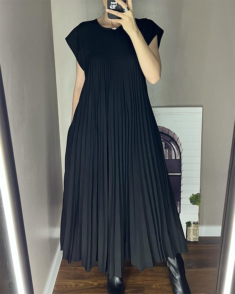 Women's Sleeveless Maxi Shift Dress – Round Neck Casual Pocket Dress