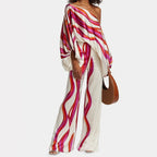 Women's Elegant Two-Piece Set – Draped Top & Tailored Pants Set