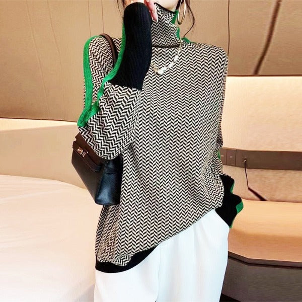 Women's Striped Sweater – Relaxed Long Sleeve Knit Pullover