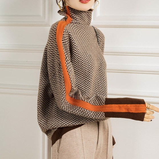 Women's Striped Sweater – Relaxed Long Sleeve Knit Pullover
