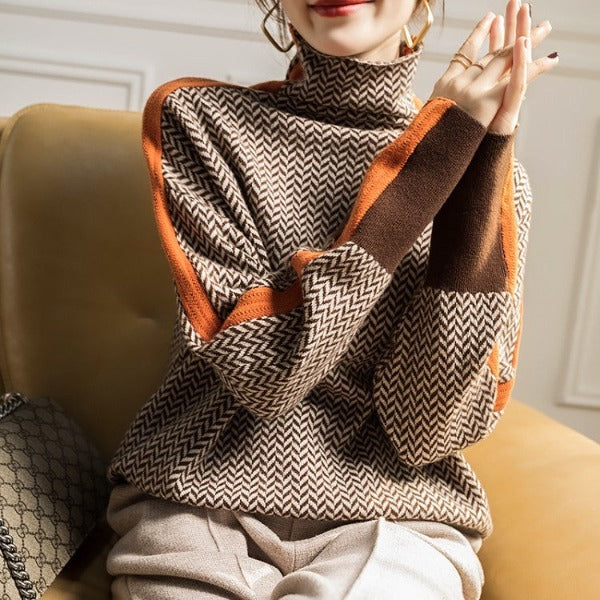 Women's Striped Sweater – Relaxed Long Sleeve Knit Pullover