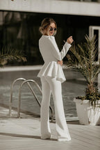 Women's Three Piece Blazer Set – Tailored Blazer Crop Top and Pants Set