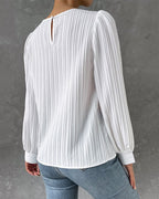 Women's Lantern Sleeve Blouse – Round Neck Casual Everyday Blouse