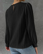 Women's Lantern Sleeve Blouse – Round Neck Casual Everyday Blouse
