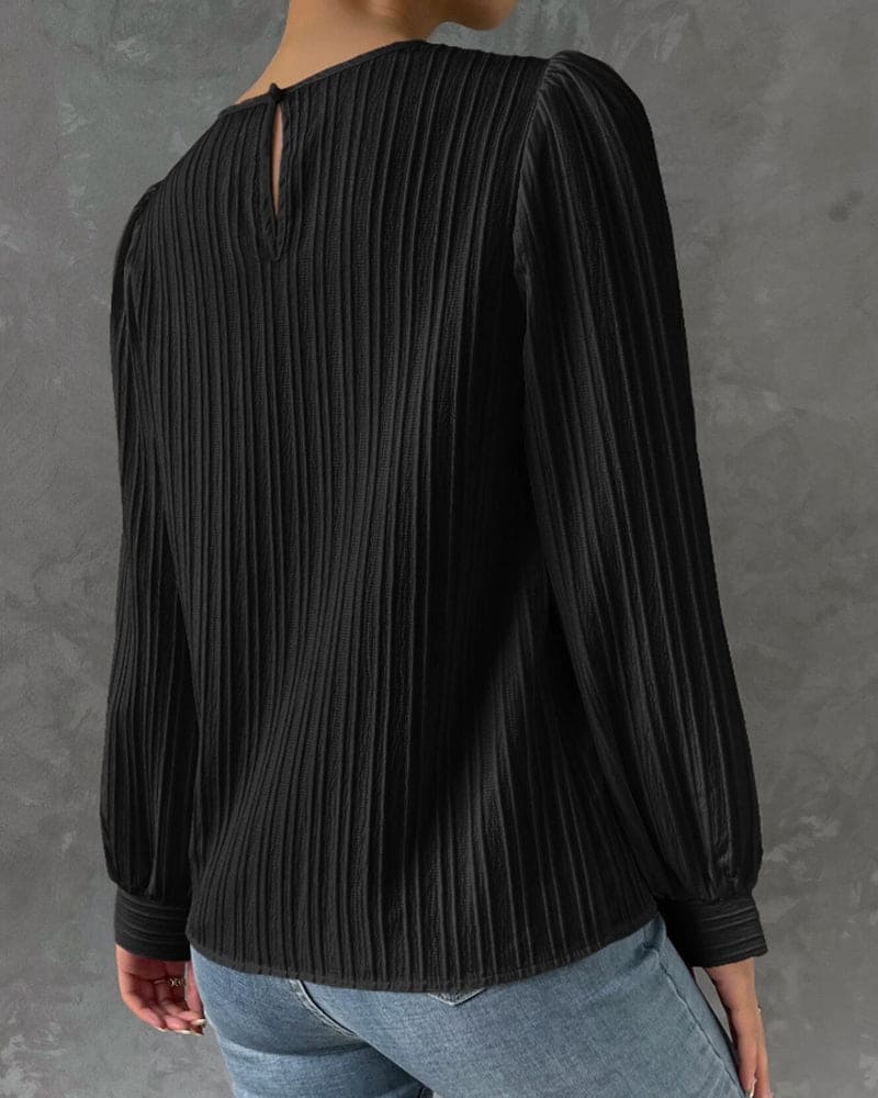 Women's Lantern Sleeve Blouse – Round Neck Casual Everyday Blouse