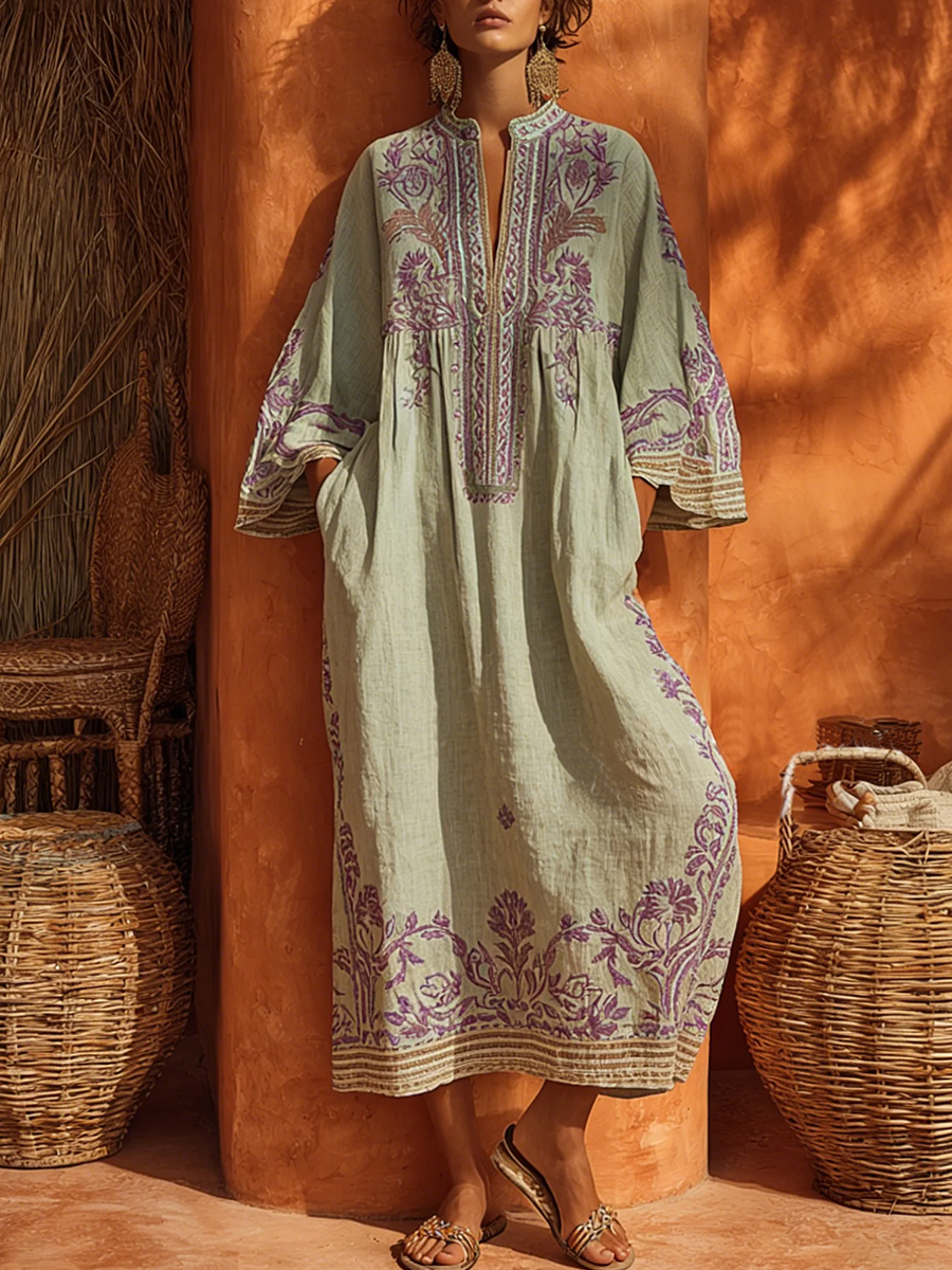 Women's Floral Embroidered Occasion Dress – Flowy Feminine Formal Dress