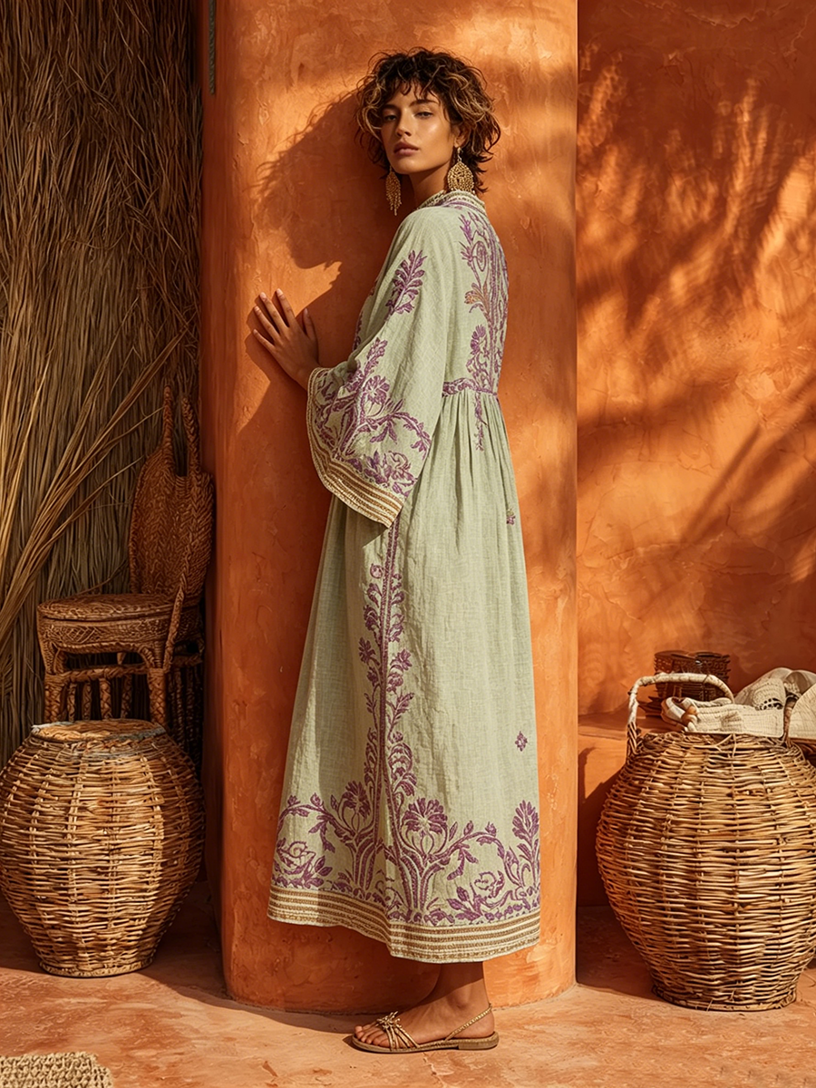Women's Floral Embroidered Occasion Dress – Flowy Feminine Formal Dress