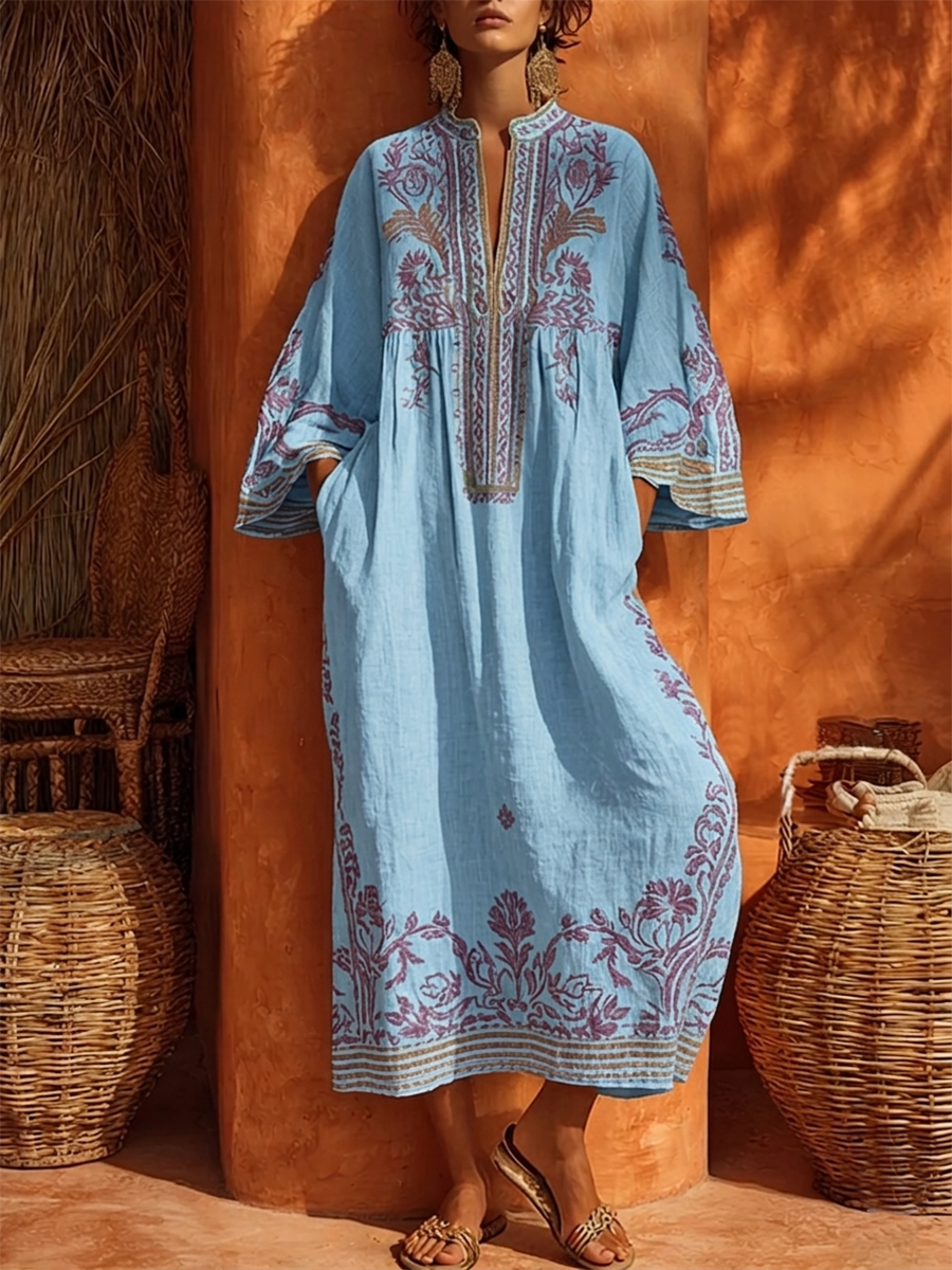 Women's Floral Embroidered Occasion Dress – Flowy Feminine Formal Dress