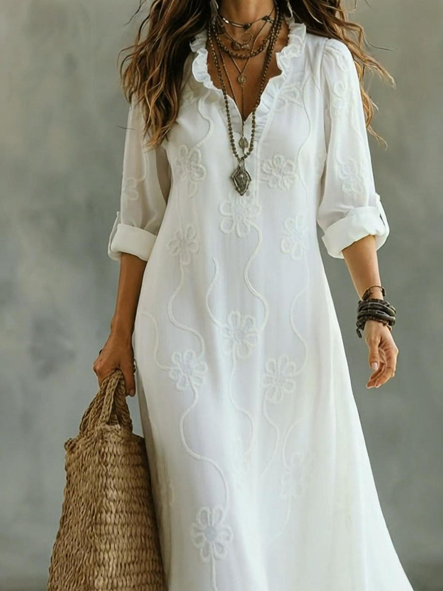 Women's Floral Midi Dress – Boho Swing Dress