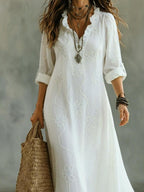 Women's Floral Midi Dress – Boho Swing Dress