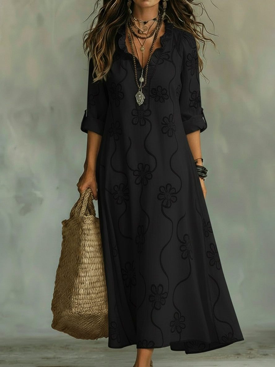 Women's Floral Midi Dress – Boho Swing Dress