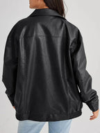 Women's Oversized Jacket – Wide Collar Zip-Up Jacket