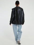 Women's Oversized Jacket – Wide Collar Zip-Up Jacket