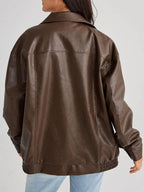 Women's Oversized Jacket – Wide Collar Zip-Up Jacket