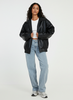 Women's Oversized Jacket – Wide Collar Zip-Up Jacket