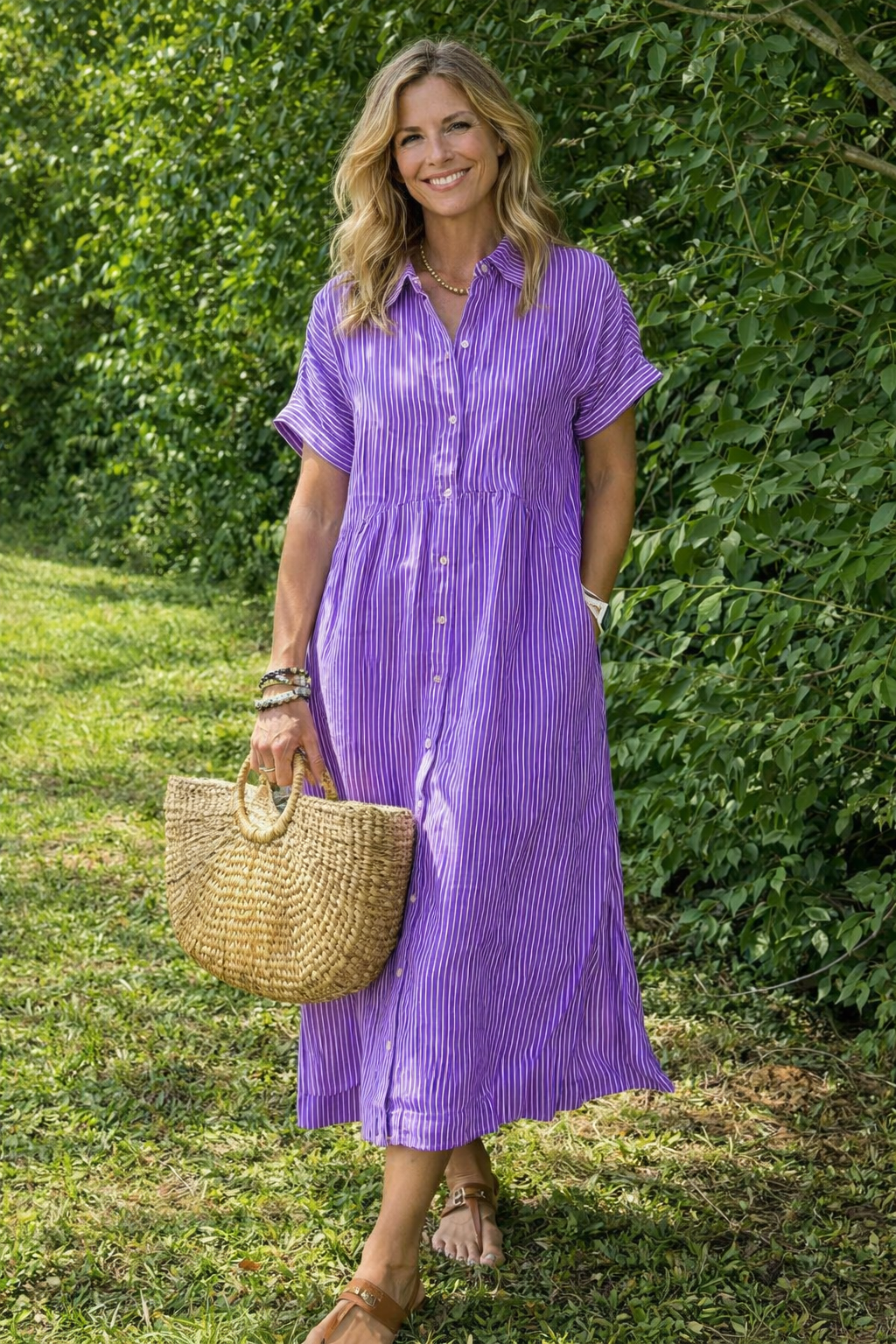 Women's Button-Up Shirt Dress – Casual Summer Dress
