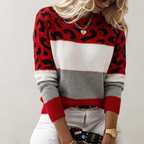 Women's Printed Pullover Sweater – Graphic Relaxed Fit Knit Sweater