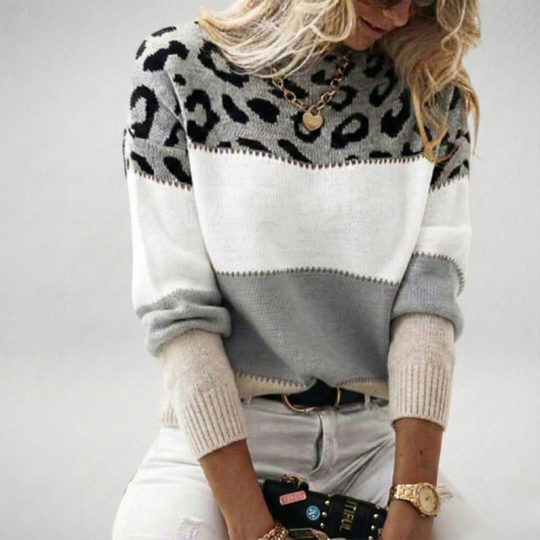Women's Printed Pullover Sweater – Graphic Relaxed Fit Knit Sweater